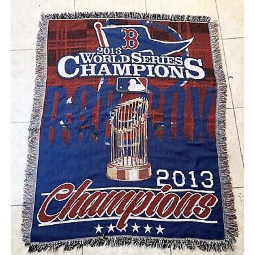 Boston Red Sox 2013 World Series Champion Knit Tapestry Throw Blanket NWT